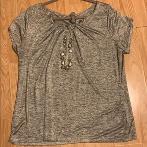Short sleeve silver causal top